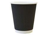 CUPS 12oz TRIPLE WALL RIPPLE BLACK