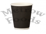 CUPS 8oz BLACK TRIPLE WALL RIPPLE